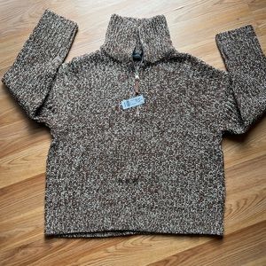 New York & Co - NwT - size medium - brown & white sweater - leather zip